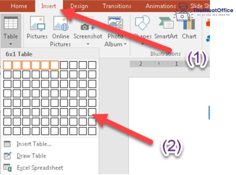 Hướng dẫn tạo ô chữ trong PowerPoint với bảng table